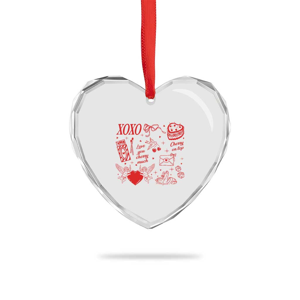 Xoxo Valentines Day Heart Crystal Glass Ornament Love You Cherry Much Vintage Coquette TS11 Print Your Wear