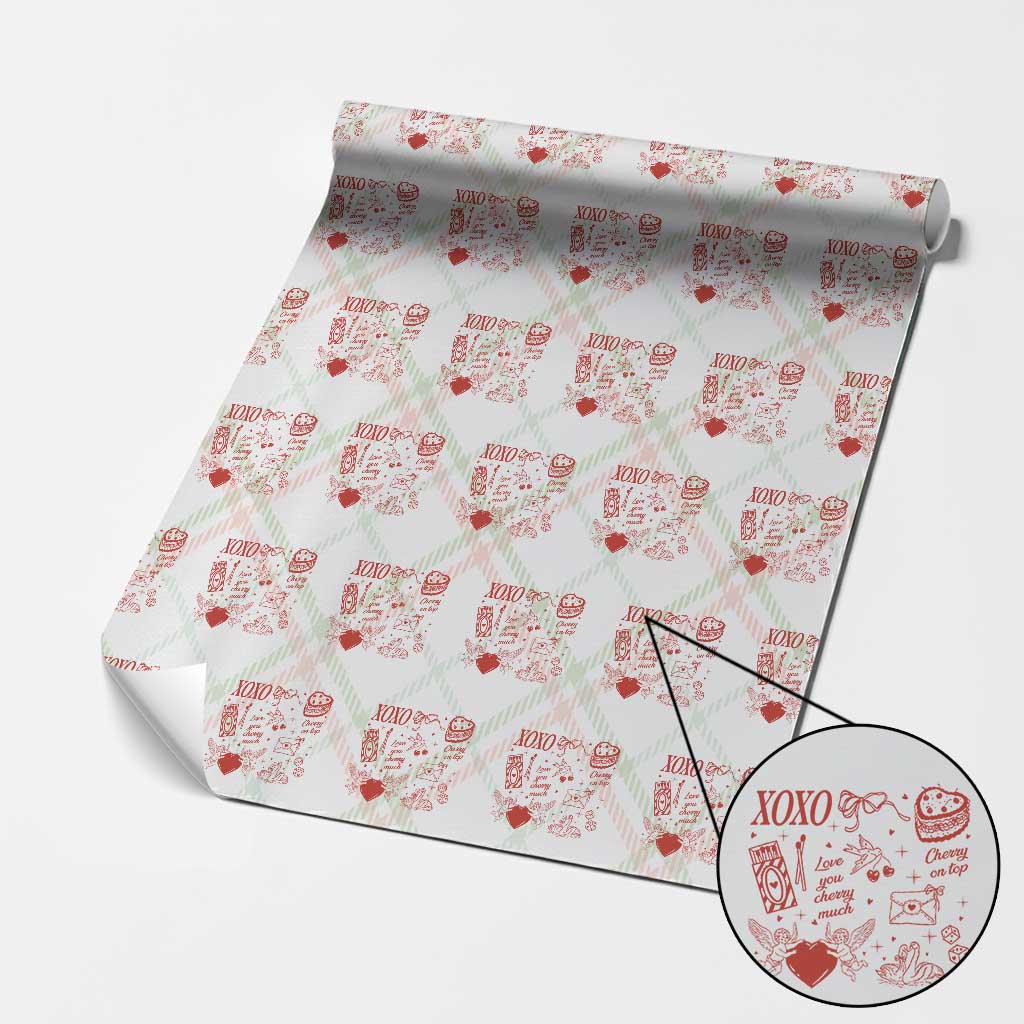 Xoxo Valentines Day Wrapping Paper Roll Love You Cherry Much Vintage Coquette TS11 Christmas Plaid Print Your Wear