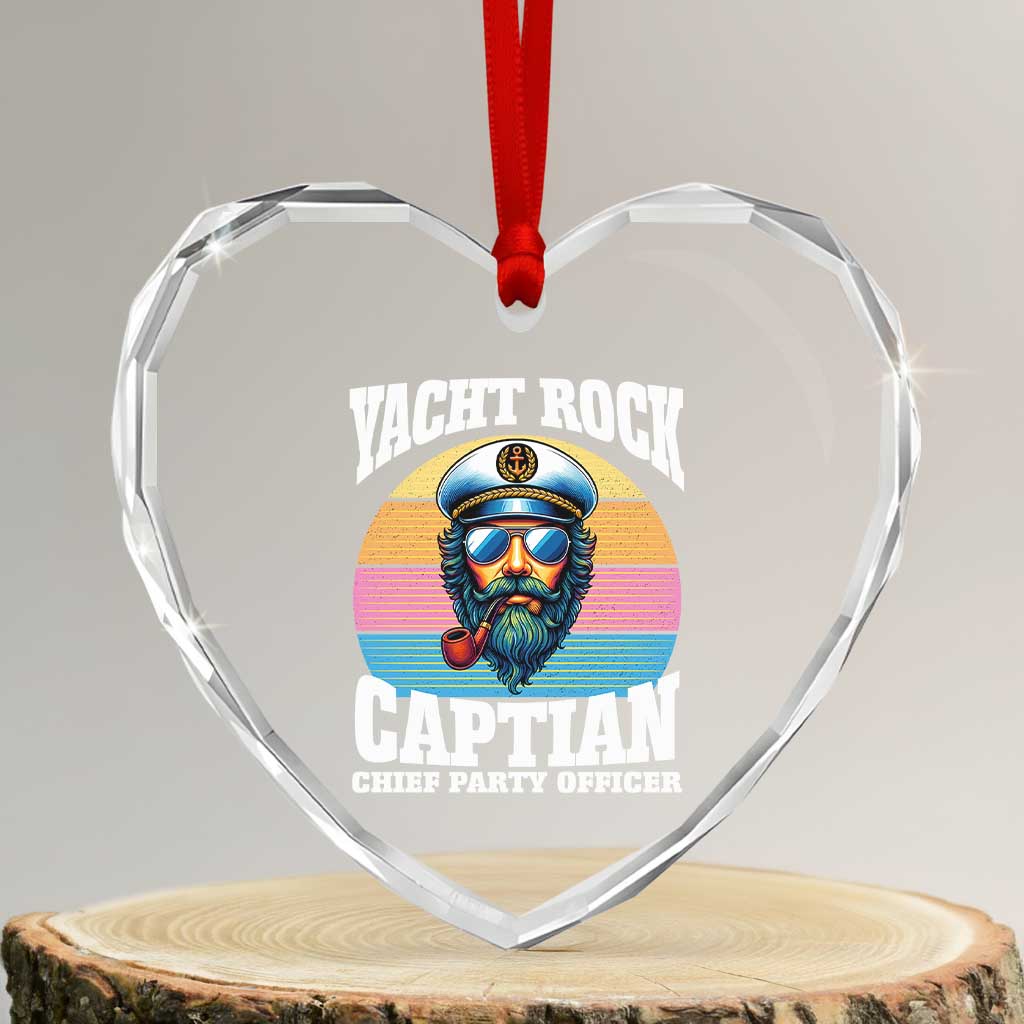 Yacht Rock Captain Heart Crystal Glass Ornament Funny Boating Party Music TS14 Transparent Glass 3'' Heart Print Your Wear