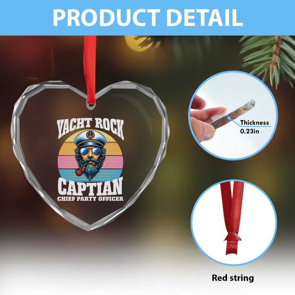 Yacht Rock Captain Heart Crystal Glass Ornament Funny Boating Party Music TS14 Print Your Wear