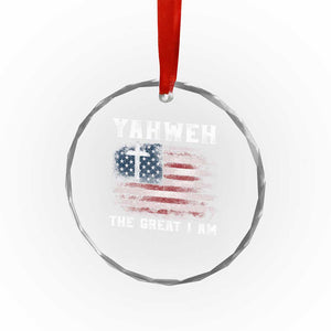 Yahweh The Great I Am Christian Faith Crystal Glass Ornament Vintage American Flag TS11 Print Your Wear