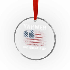 Yahweh The Great I Am Christian Faith Crystal Glass Ornament Vintage American Flag TS11 Print Your Wear
