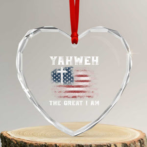 Yahweh The Great I Am Christian Faith Heart Crystal Glass Ornament Vintage American Flag TS11 Transparent Glass 3'' Heart Print Your Wear