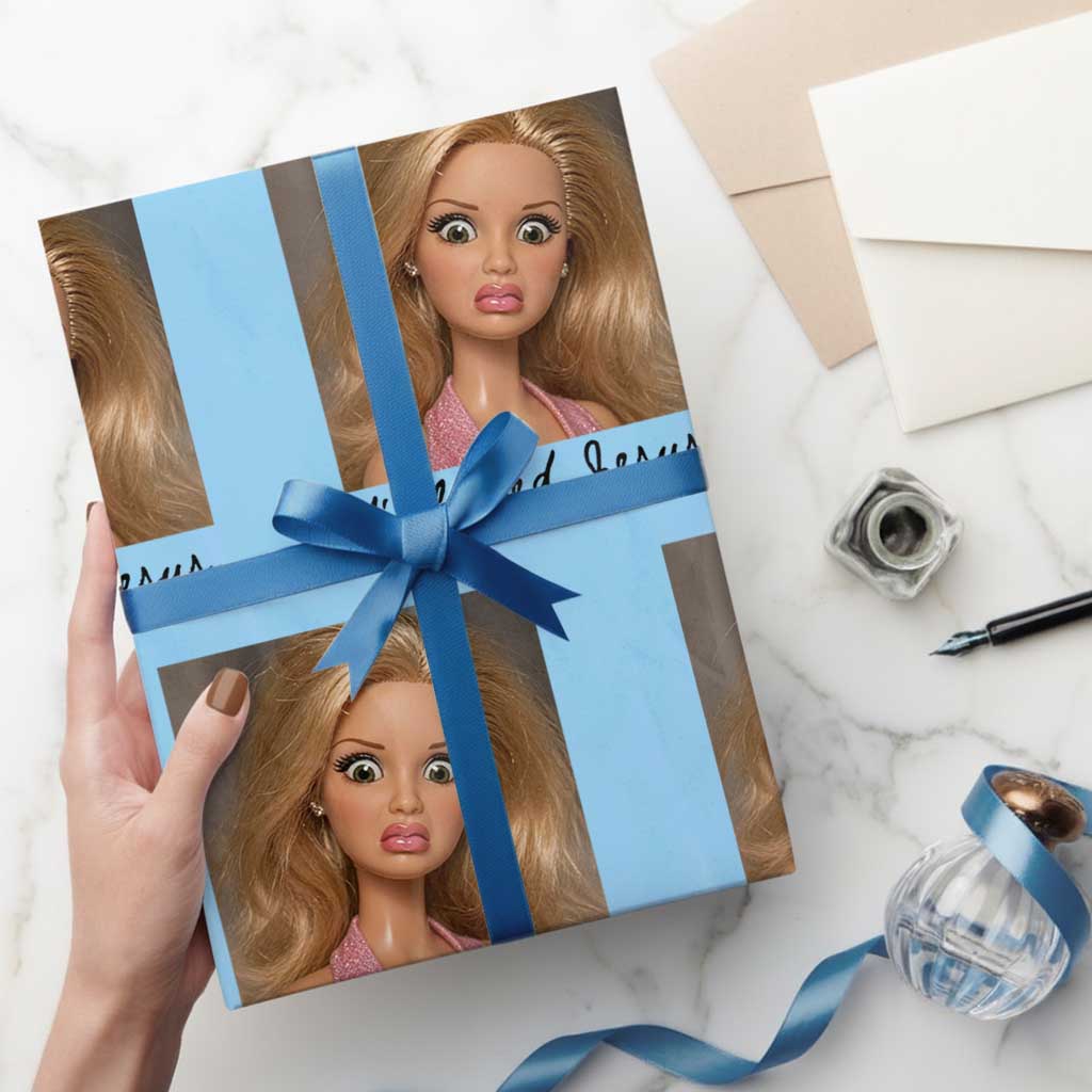 Ya'll Need Jesus Disgusted Face Christian Funny Wrapping Paper Roll TS14 Light Blue Print Your Wear