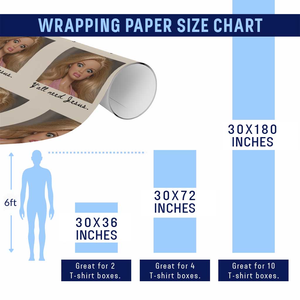 Ya'll Need Jesus Disgusted Face Christian Funny Wrapping Paper Roll TS14 Print Your Wear