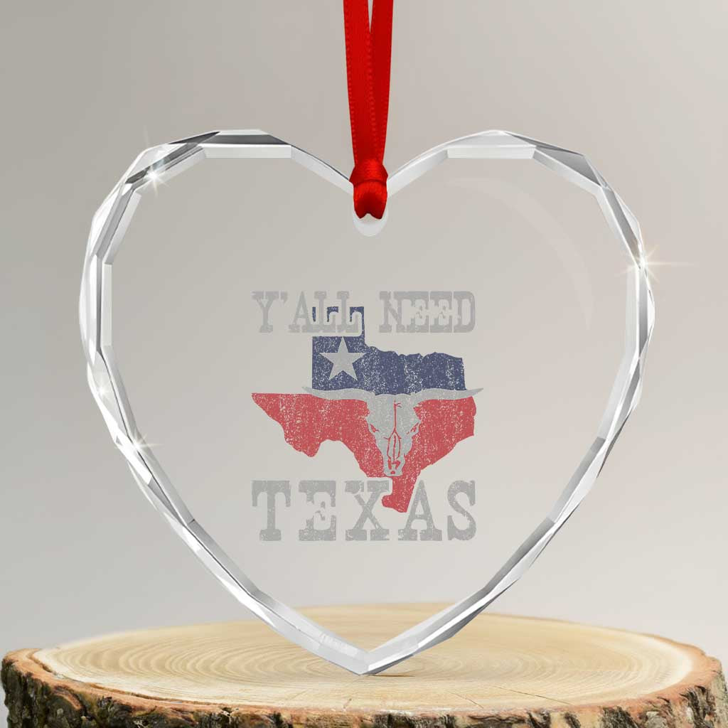 Yall Need Texas Heart Crystal Glass Ornament State Map Vintage TS10 Transparent Glass 3'' Heart Print Your Wear