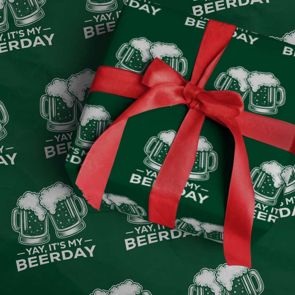 Yay Its My Beerday Wrapping Paper Roll Funny Birthday Party Gift For Beer Lovers