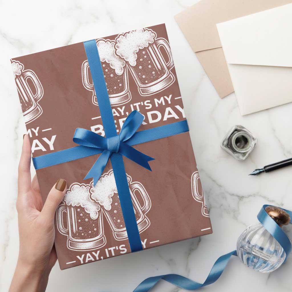 Yay Its My Beerday Wrapping Paper Roll Funny Birthday Party Gift For Beer Lovers