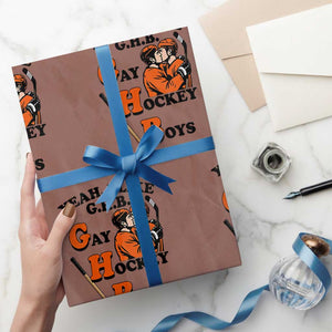 Yeah I Like GHB Gay Hockey Boys Wrapping Paper Roll LGBTQ Pride Hockey Fan TS02 Mocha Print Your Wear