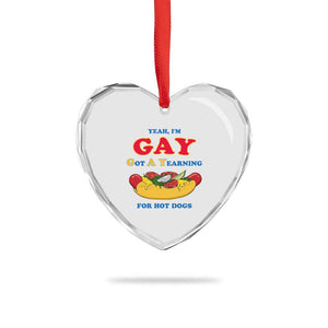 Yeah I’m GAY Got A Yearning For Hot Dogs Heart Crystal Glass Ornament Funny Foodie Humor Retro Graphic TS02 Print Your Wear