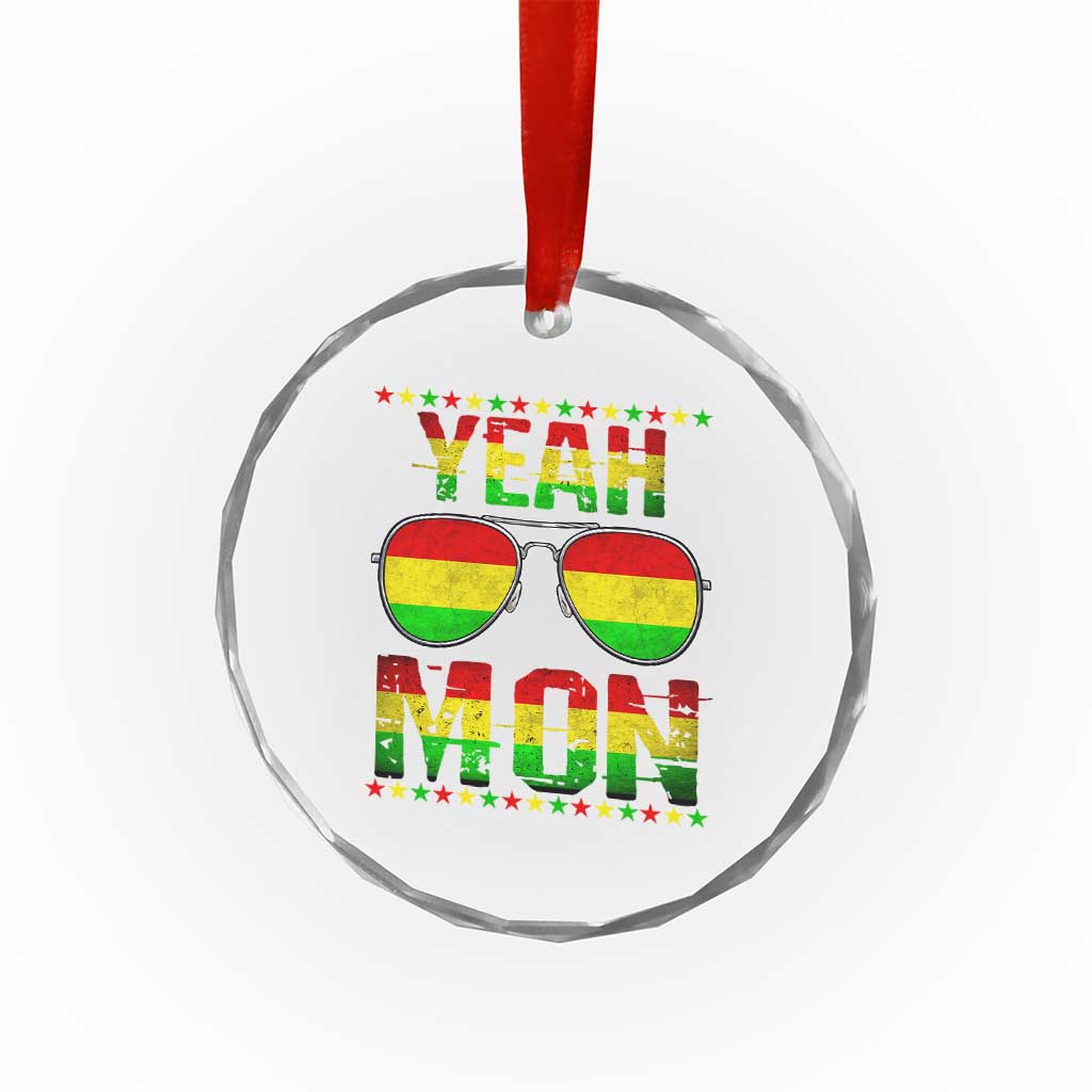 Yeah Mon Jamaican Pride Crystal Glass Ornament Jamaican Vacation Jamaica Reggae Sunglasses TS10 Print Your Wear