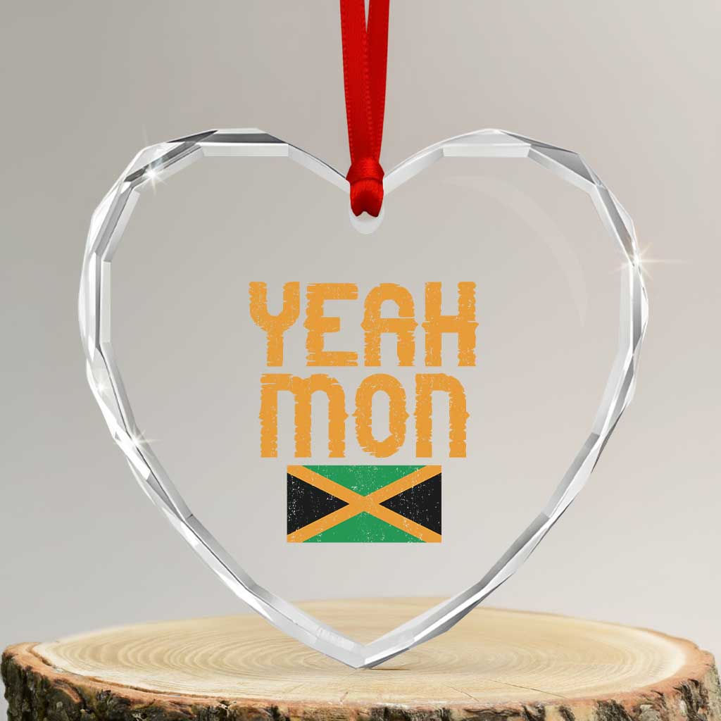 Yeah Mon Jamaican Pride Heart Crystal Glass Ornament Jamaican Vacation Jamaica Reggae Roots TS10 Transparent Glass 3'' Heart Print Your Wear