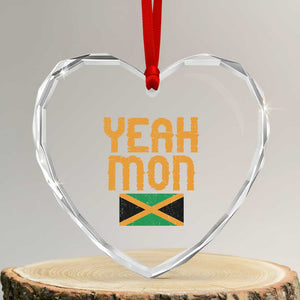Yeah Mon Jamaican Pride Heart Crystal Glass Ornament Jamaican Vacation Jamaica Reggae Roots TS10 Transparent Glass 3'' Heart Print Your Wear