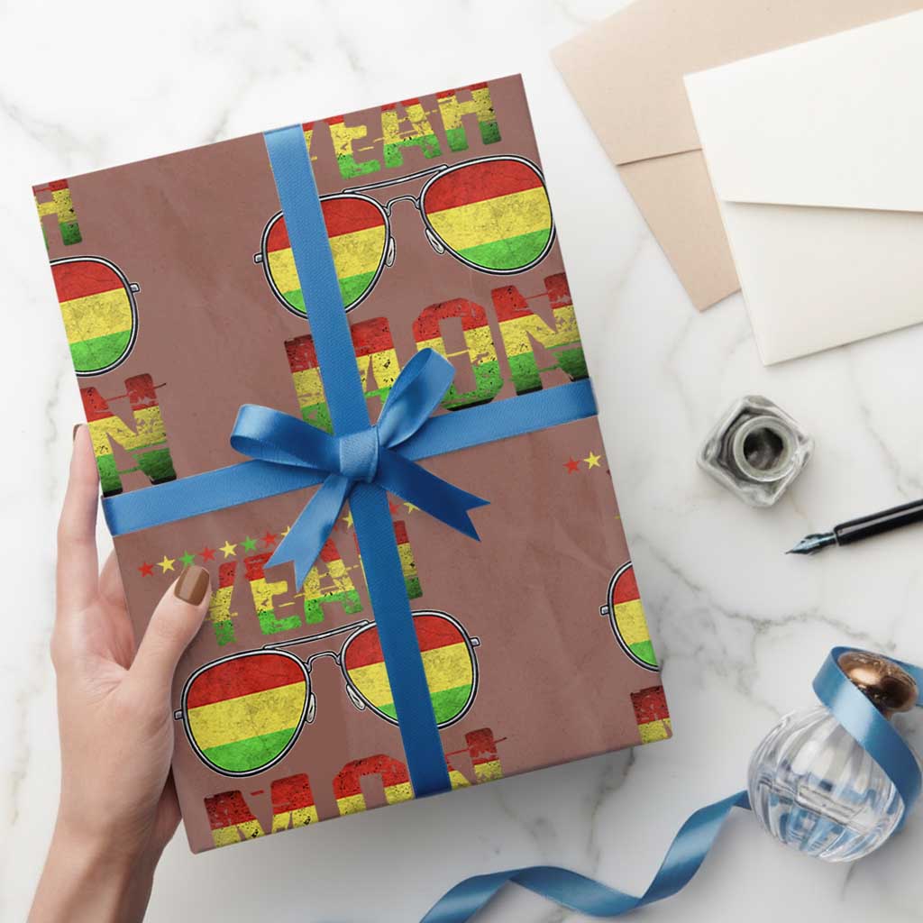 Yeah Mon Jamaican Pride Wrapping Paper Roll Jamaican Vacation Jamaica Reggae Sunglasses TS10 Mocha Print Your Wear