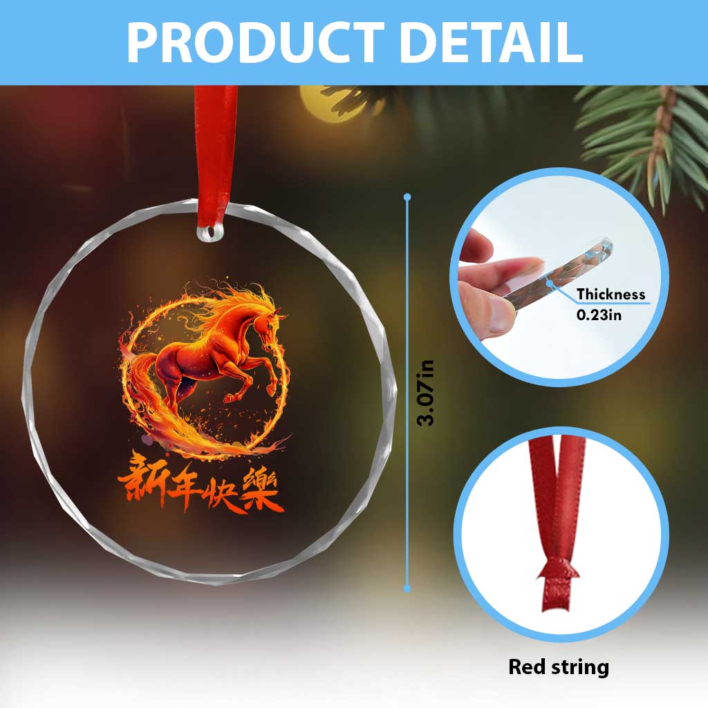 Year of The Fire Horse 2026 Crystal Glass Ornament Chinese Zodiac Lunar New Year TS11 Print Your Wear