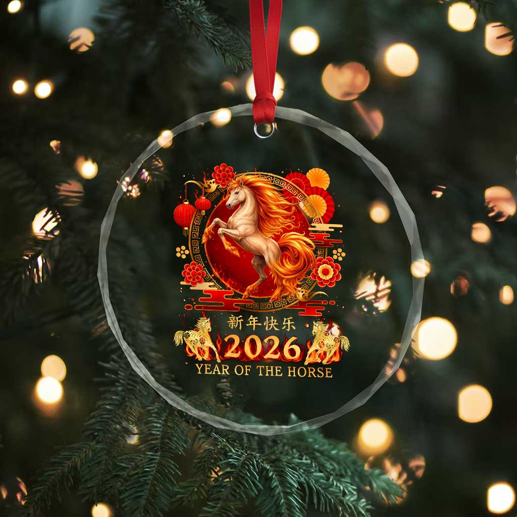 Year of The Fire Horse Crystal Glass Ornament Funny Chinese Zodiac Lunar New Year 2026 TS11 Print Your Wear
