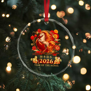 Year of The Fire Horse Crystal Glass Ornament Funny Chinese Zodiac Lunar New Year 2026 TS11 Print Your Wear