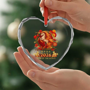 Year of The Fire Horse Heart Crystal Glass Ornament Funny Chinese Zodiac Lunar New Year 2026 TS11 Print Your Wear
