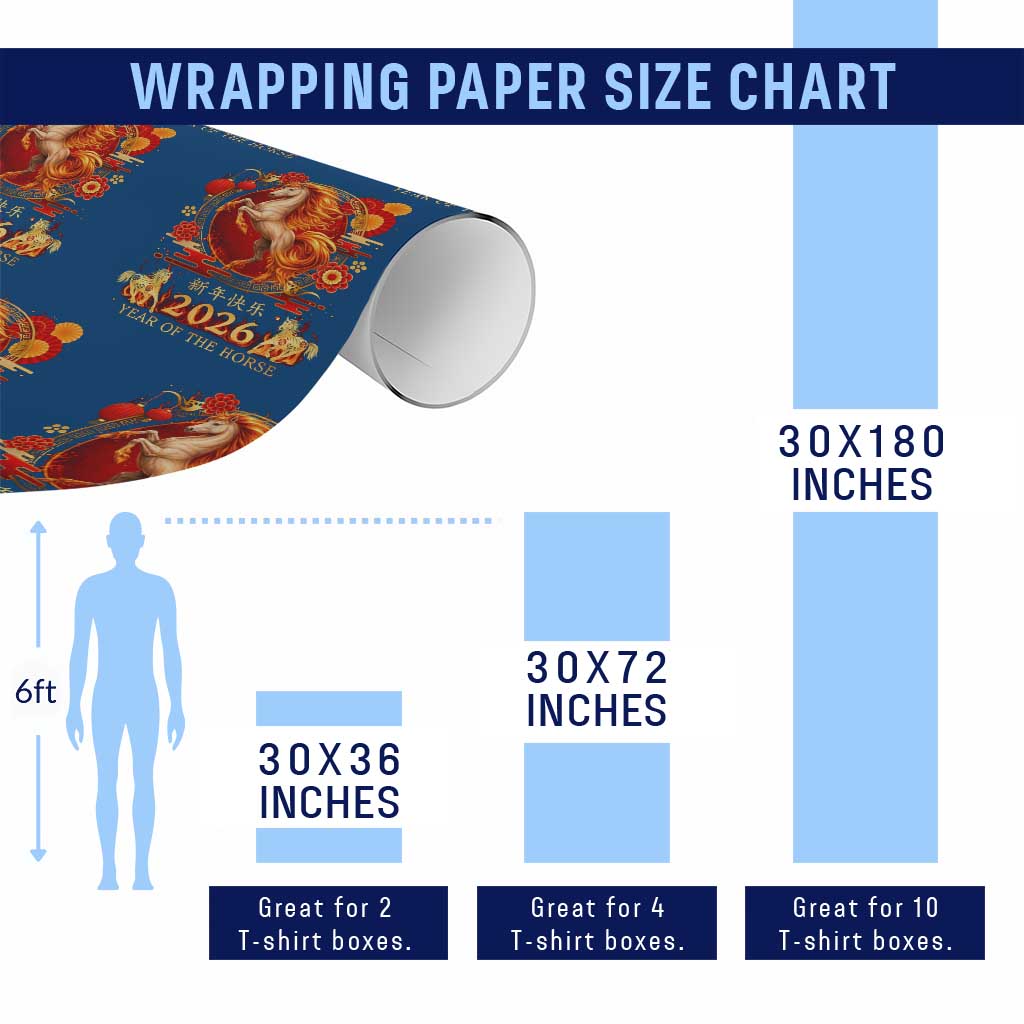 Year of The Fire Horse Wrapping Paper Roll Funny Chinese Zodiac Lunar New Year 2026 TS11 Print Your Wear
