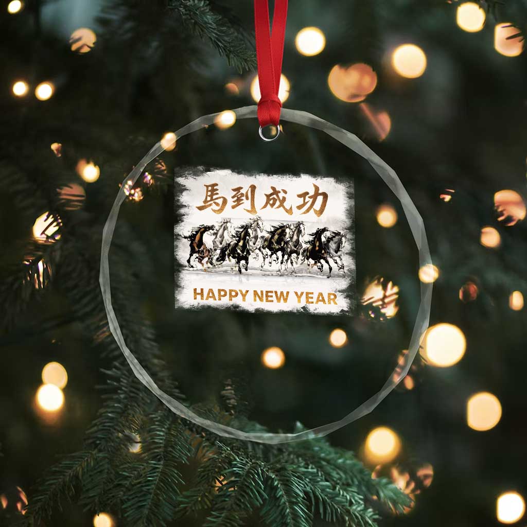 Year of The Horse 2026 Crystal Glass Ornament Happy New Year Gallop Of The 8 Horses TS11 Print Your Wear