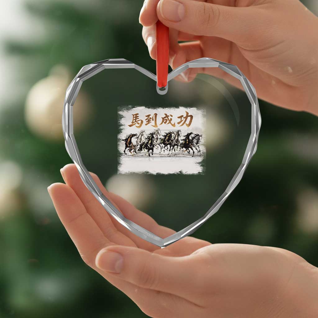 Year of The Horse 2026 Heart Crystal Glass Ornament Gallop Of The 8 Horses Lunar New Year TS11 Print Your Wear