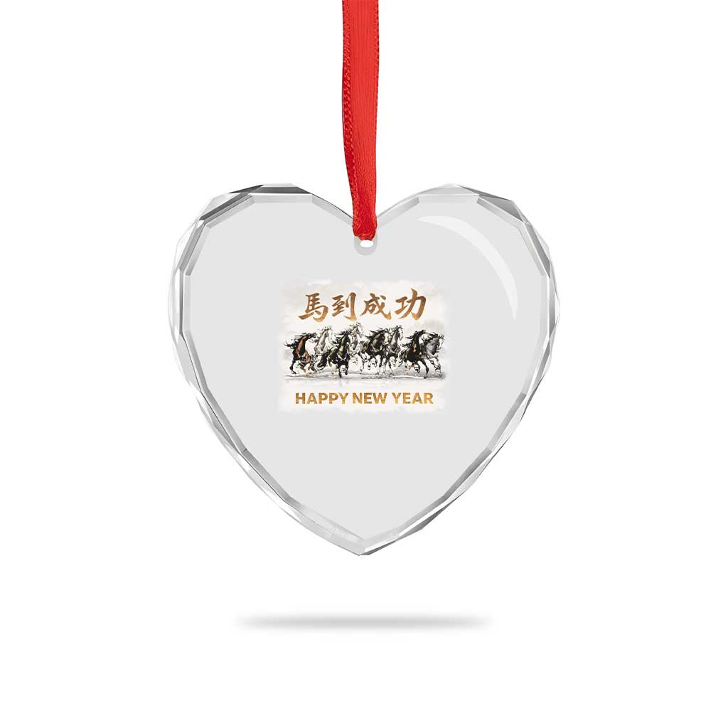 Year of The Horse 2026 Heart Crystal Glass Ornament Happy New Year Gallop Of The 8 Horses TS11 Print Your Wear