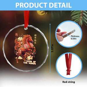 Year of the Horse Chinese New Year Crystal Glass Ornament Floral Zodiac Horse Lunar Festival TS02 Print Your Wear
