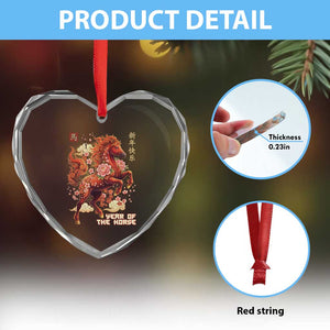 Year of the Horse Chinese New Year Heart Crystal Glass Ornament Floral Zodiac Horse Lunar Festival TS02 Print Your Wear
