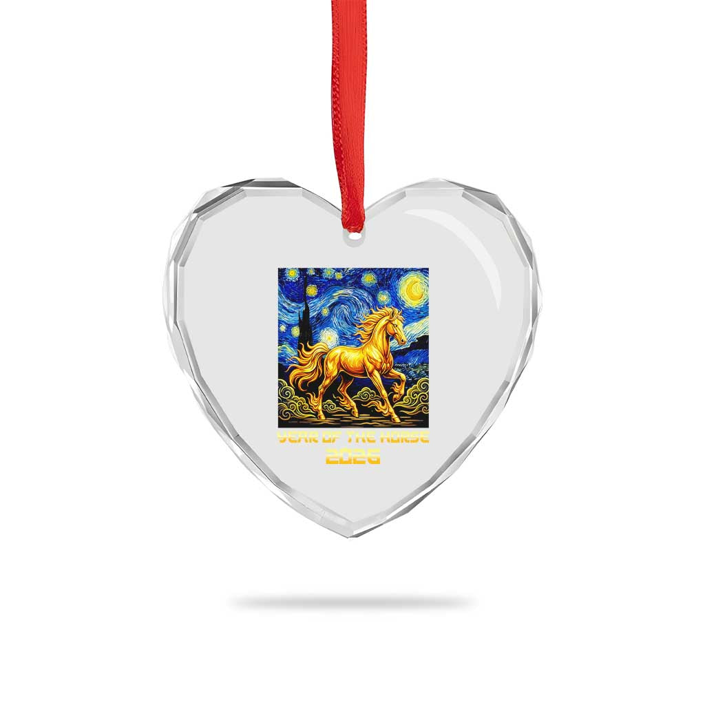 Year of the Horse Starry Night Inspired Graphic Heart Crystal Glass Ornament Golden Horse Chinese Zodiac Art TS02 Print Your Wear