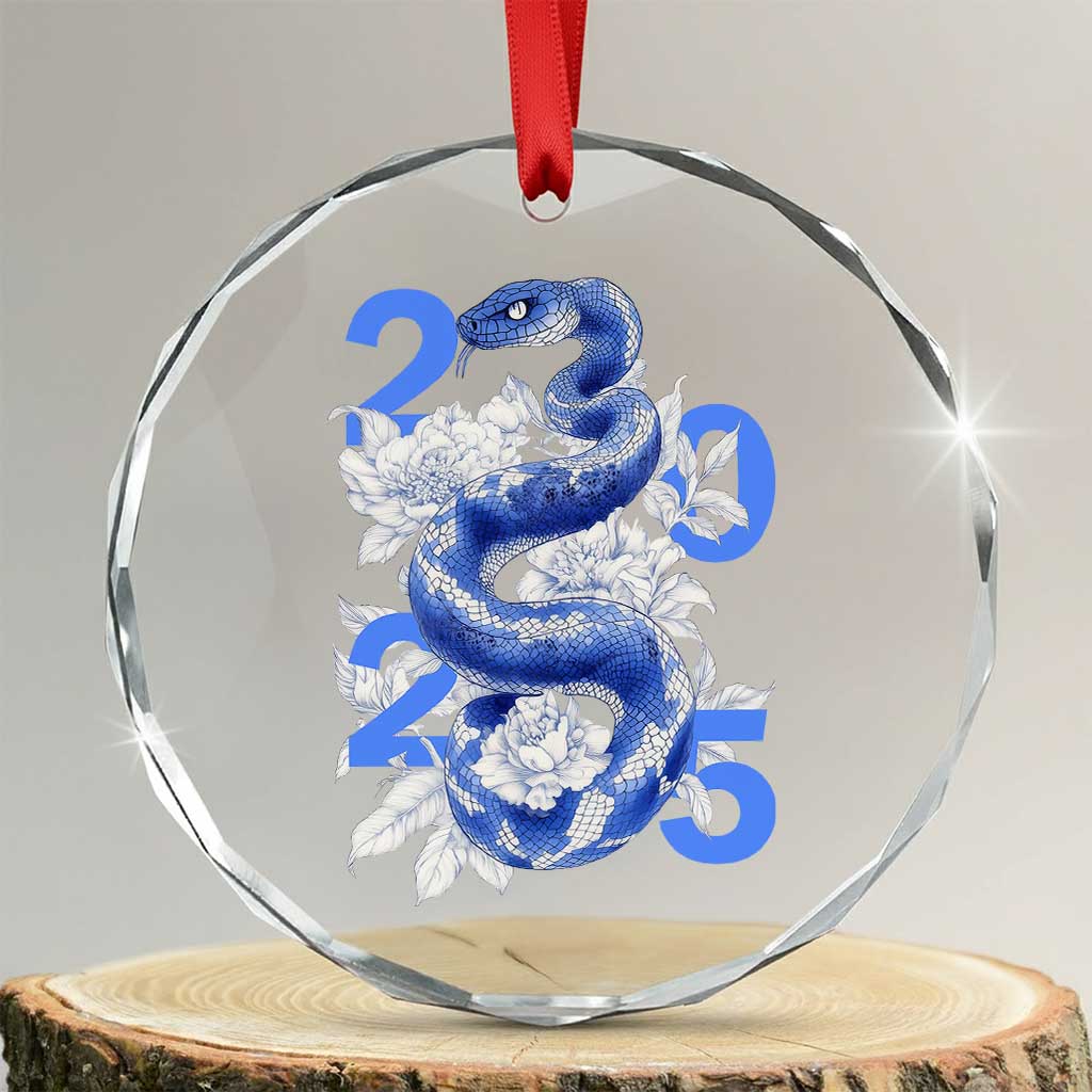 Year Of The Snake 2025 Crystal Glass Ornament Chinese New Year Blue Snake TS09 Transparent Glass 3'' Circle Print Your Wear