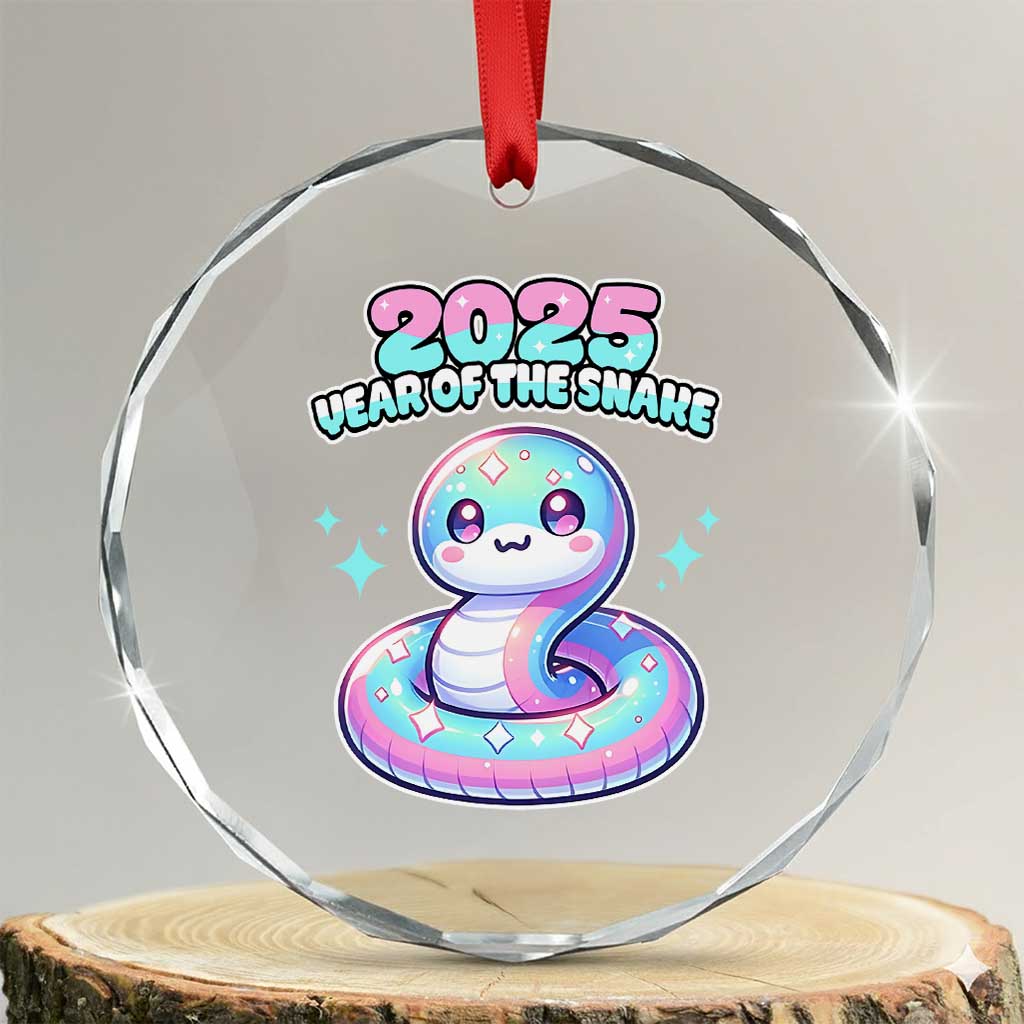 Year Of The Snake 2025 Crystal Glass Ornament Cute Snake Happy New Year TS09 Transparent Glass 3'' Circle Print Your Wear