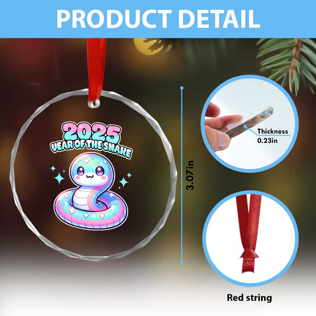 Year Of The Snake 2025 Crystal Glass Ornament Cute Snake Happy New Year TS09 Print Your Wear