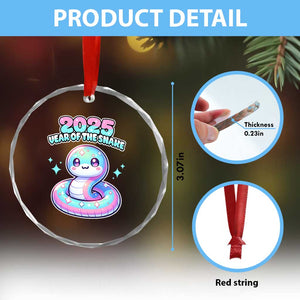Year Of The Snake 2025 Crystal Glass Ornament Cute Snake Happy New Year TS09 Print Your Wear