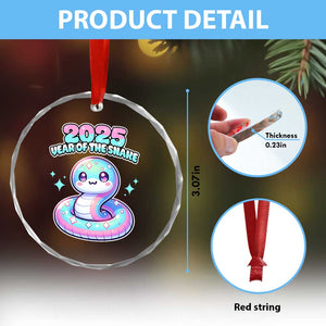 Year Of The Snake 2025 Crystal Glass Ornament Cute Snake Happy New Year TS09 Print Your Wear