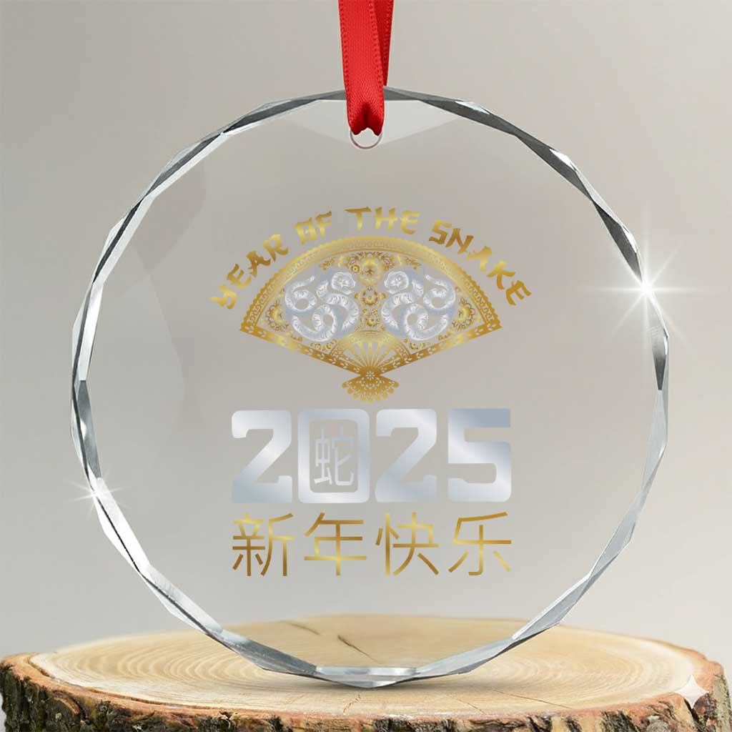 Year Of The Snake 2025 Crystal Glass Ornament Happy New Year Chinese China TS09 Transparent Glass 3'' Circle Print Your Wear