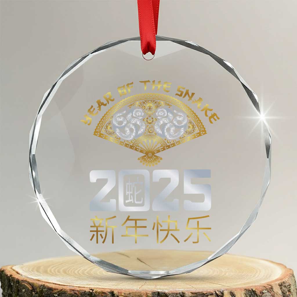 Year Of The Snake 2025 Crystal Glass Ornament Happy New Year Chinese China TS09 Transparent Glass 3'' Circle Print Your Wear
