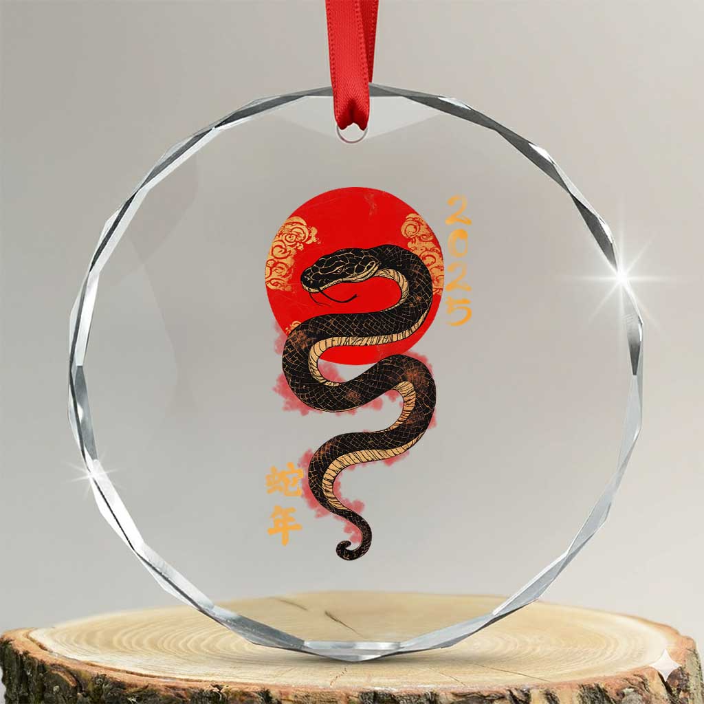 Year Of The Snake 2025 Crystal Glass Ornament Lunar New Year Chinese Snake TS09 Transparent Glass 3'' Circle Print Your Wear