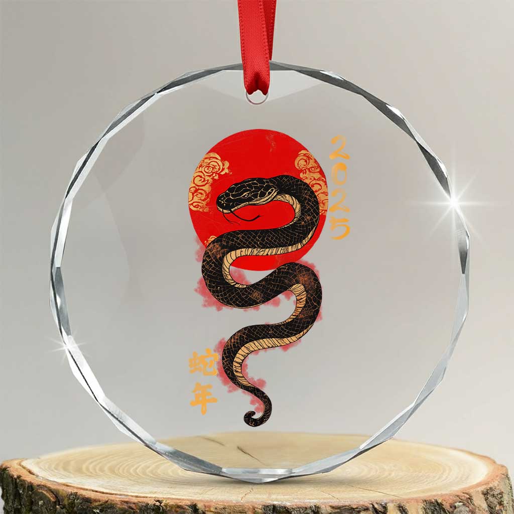 Year Of The Snake 2025 Crystal Glass Ornament Lunar New Year Chinese Snake TS09 Transparent Glass 3'' Circle Print Your Wear