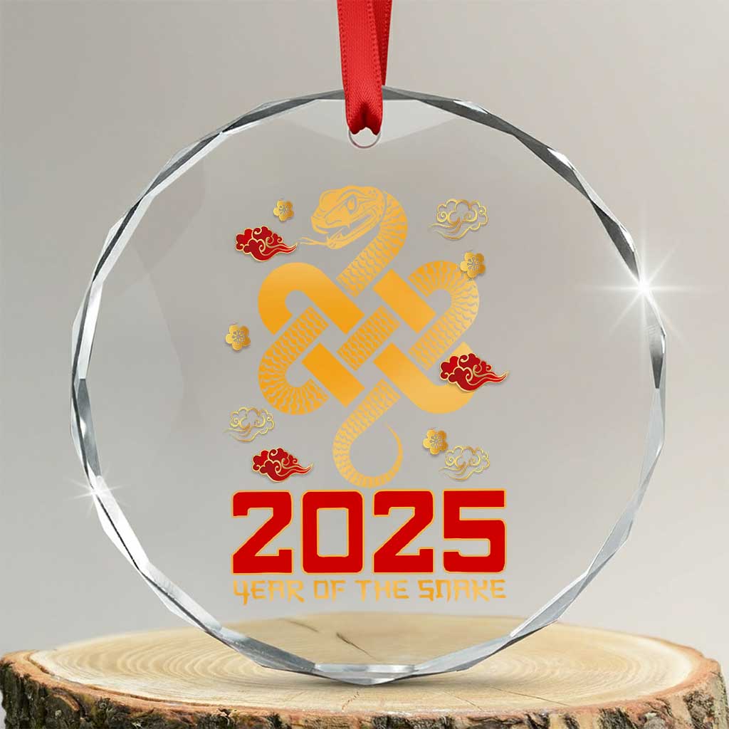 Year Of The Snake 2025 Crystal Glass Ornament Lunar New Year Chinese Traditional TS09 Transparent Glass 3'' Circle Print Your Wear