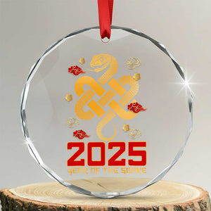 Year Of The Snake 2025 Crystal Glass Ornament Lunar New Year Chinese Traditional TS09 Transparent Glass 3'' Circle Print Your Wear