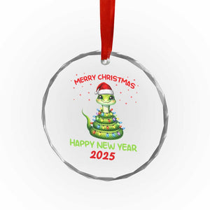 Year Of The Snake 2025 Crystal Glass Ornament Merry Xmas And Happy New Year Cute Snake TS09 Print Your Wear