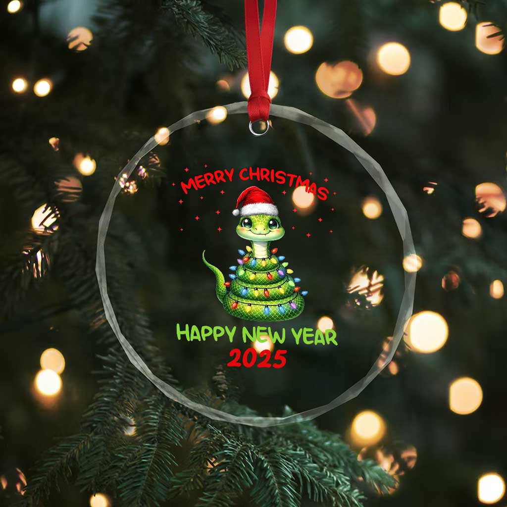 Year Of The Snake 2025 Crystal Glass Ornament Merry Xmas And Happy New Year Cute Snake TS09 Print Your Wear