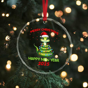 Year Of The Snake 2025 Crystal Glass Ornament Merry Xmas And Happy New Year Cute Snake TS09 Print Your Wear