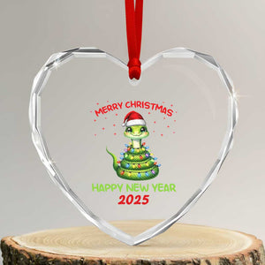 Year Of The Snake 2025 Heart Crystal Glass Ornament Merry Xmas And Happy New Year Cute Snake TS09 Transparent Glass 3'' Heart Print Your Wear