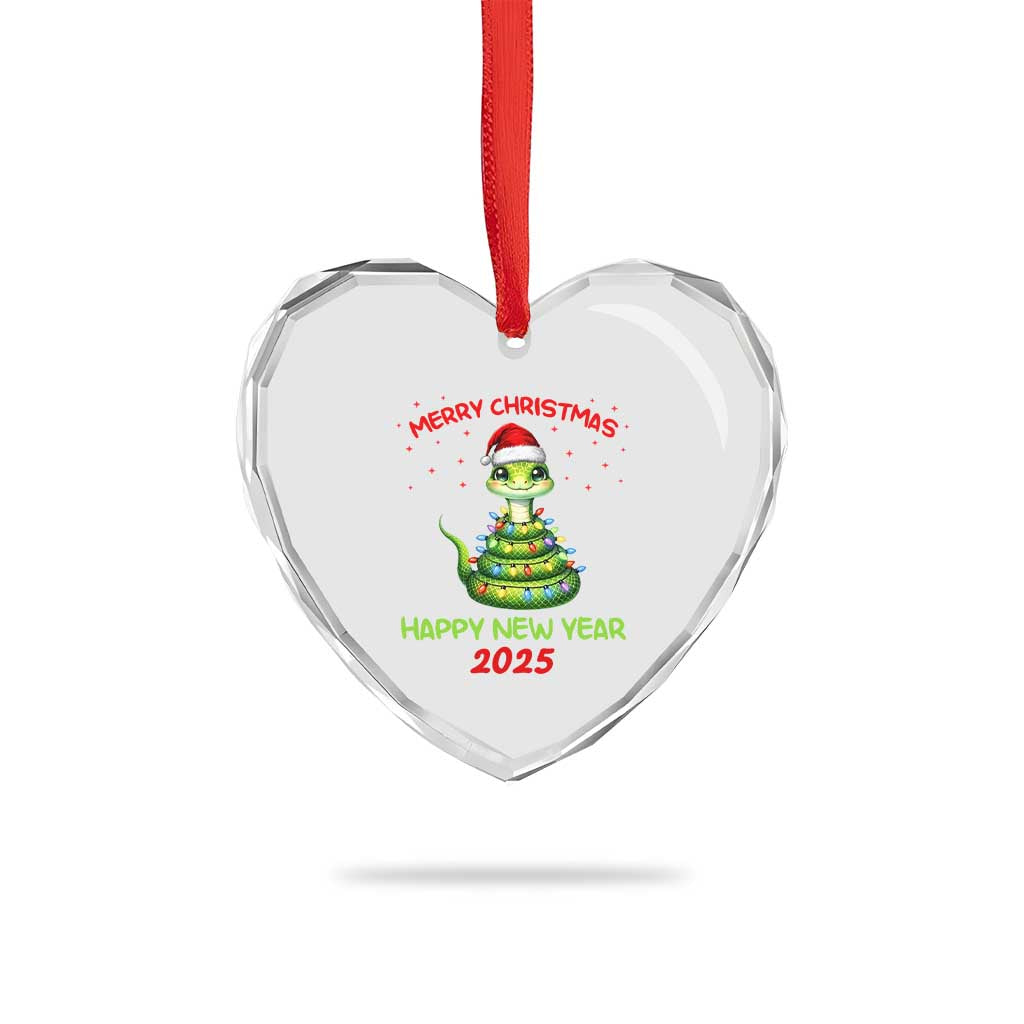 Year Of The Snake 2025 Heart Crystal Glass Ornament Merry Xmas And Happy New Year Cute Snake TS09 Print Your Wear