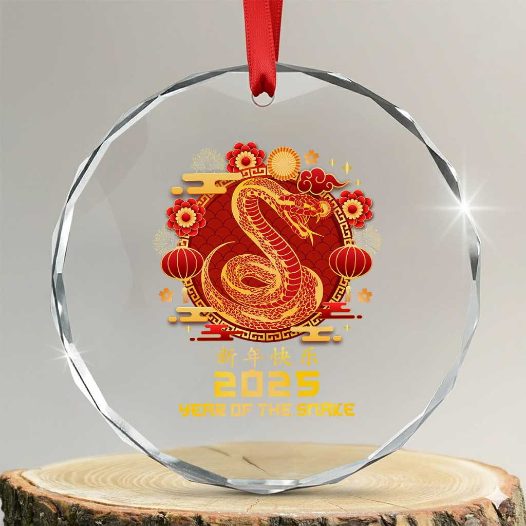 Year Of The Snake 2025 Lunar New Year Crystal Glass Ornament Zodiac Snake Charm Red Decor for Luck TS10 Transparent Glass 3'' Circle Print Your Wear