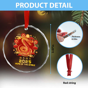 Year Of The Snake 2025 Lunar New Year Crystal Glass Ornament Zodiac Snake Charm Red Decor for Luck TS10 Print Your Wear