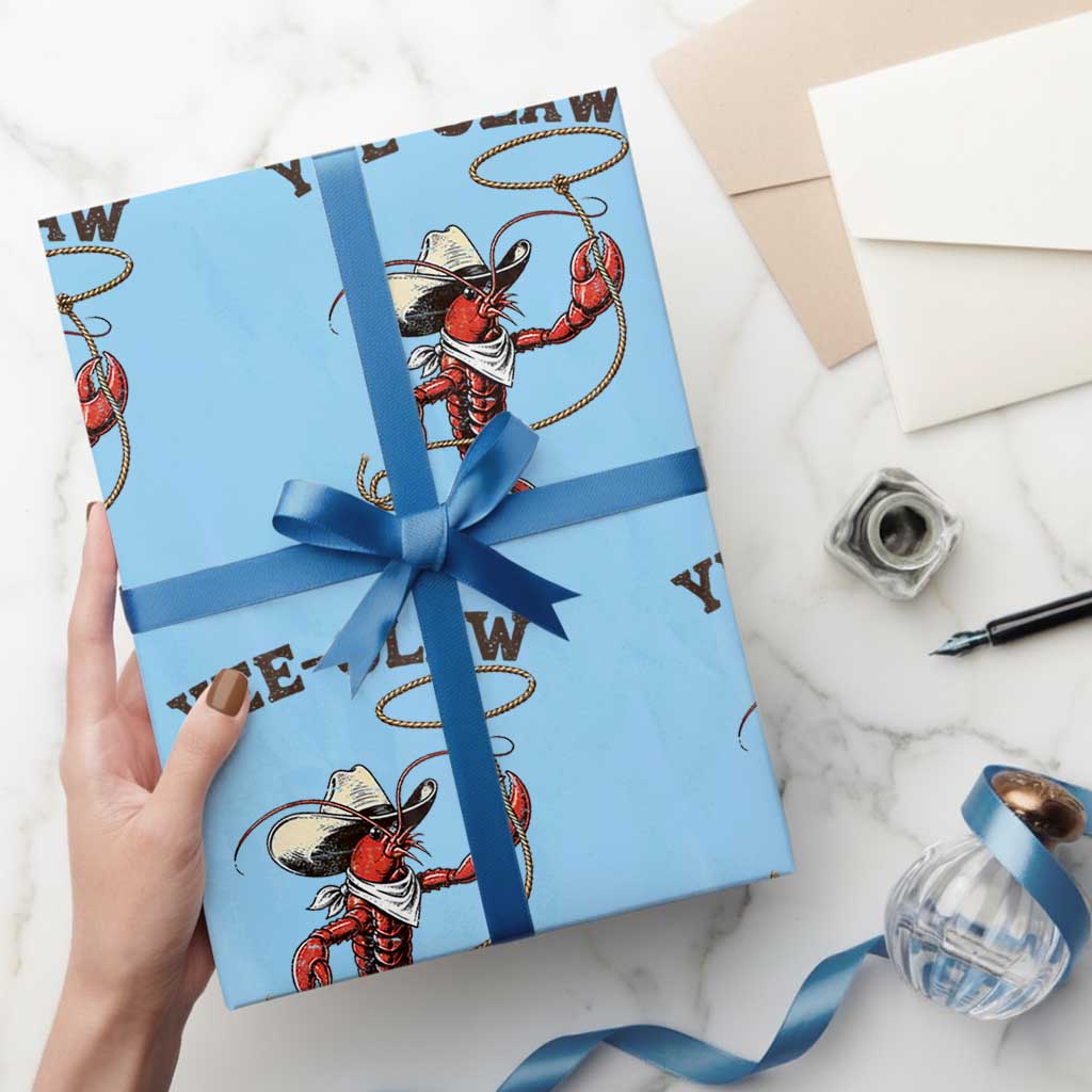 Yee Claw Wrapping Paper Roll Funny Crawfish Cajun Seafood Festival TS12 Light Blue Print Your Wear