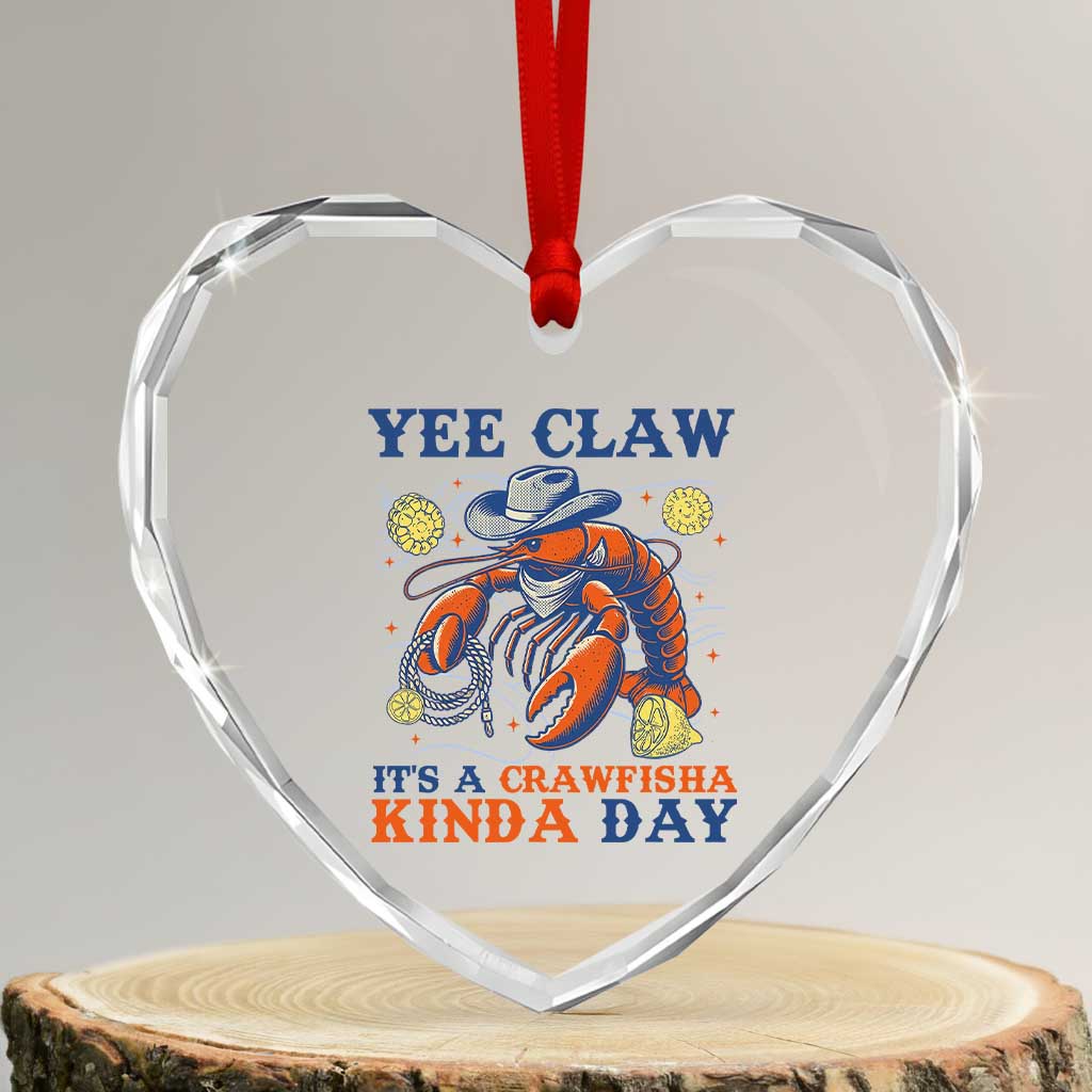Yee Claw Lobster Heart Crystal Glass Ornament It's a Crawfish Kinda Day Summer Beach Vaction Gift TS14 Transparent Glass 3'' Heart Print Your Wear