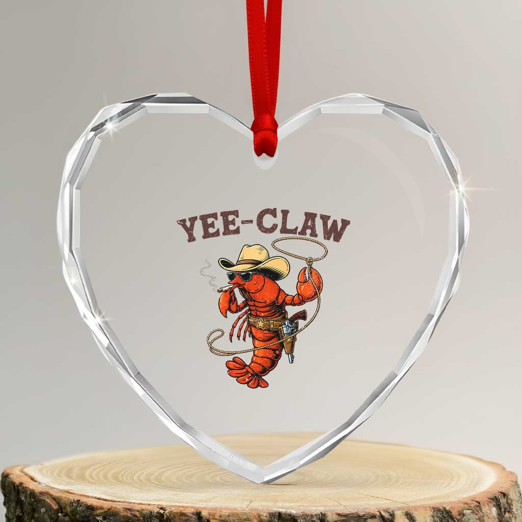 Yee Claw Southern Crawfish Heart Crystal Glass Ornament Funny Seafood Party Graphic TS12 Transparent Glass 3'' Heart Print Your Wear